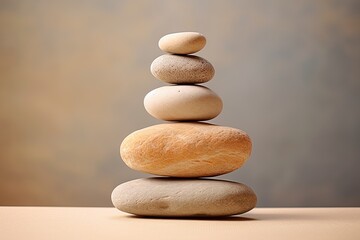 Fototapeta na wymiar Spa stones stacked. Zen, meditation and spa concept. Generative Ai