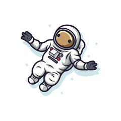 Astronaut cartoon. Vector illustration isolated on white background. Hand drawn.
