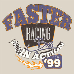 vintage varsity racing slogan design