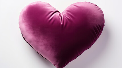 Pink Heart Shaped Pillow on White Background