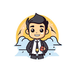 Businessman in the sky. Vector flat cartoon character illustration design.