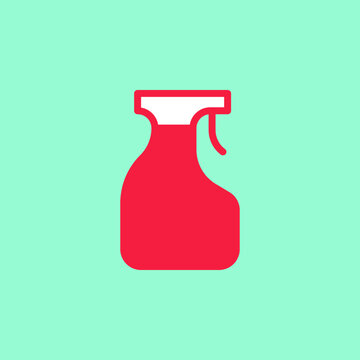Vector clean spray icon. Graphic chemical household pictogram. Cleaning disinfectant bottle symbol illustration. Detergent sign template