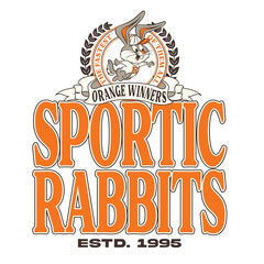 athletic rabbit vintage slogan design