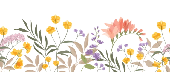 Fototapeten Spring floral art background vector illustration. Watercolor hand painted botanical flower, leaves, insect, butterflies. Design for wallpaper, poster, banner, card, print, web and packaging. © TWINS DESIGN STUDIO