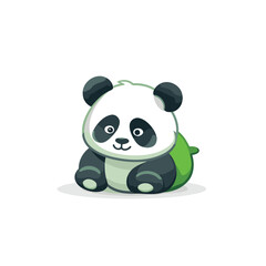 Cute cartoon panda sitting isolated on white background. Vector illustration.