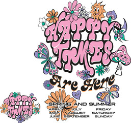 Positive psychedelic forest friends design