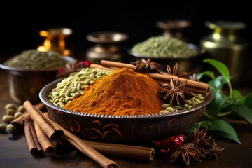 Foto auf Leinwand composition with different spices and herbs in Zanzibar © STORYTELLER
