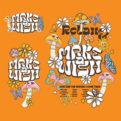 happy groovy forest friends psychedelic design