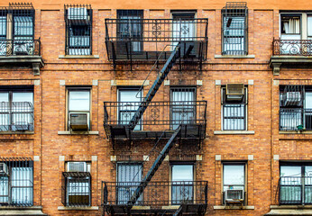 Typical American blocks of the Williamsburg neighborhood in New York (USA), home to one of the...