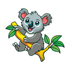 cute koala playing on tree