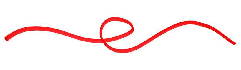 Red stroke brush isolated on transparent background.