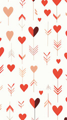 Pattern With Hearts and Arrows on White Background