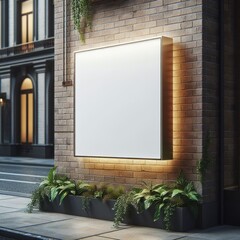 White advertising sign on the wall, mockup