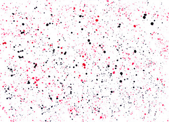 Watercolor background of black and red splashes on a white background.