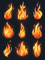 Flaming inferno symbols.