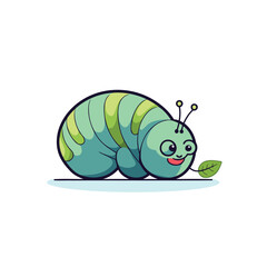Cute cartoon caterpillar. Vector illustration. Isolated on white background.