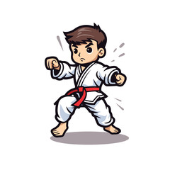 Taekwondo fighter cartoon vector illustration. Martial arts and sports concept.