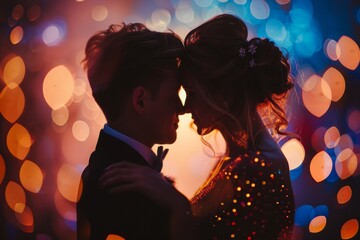 A couple dancing together at a special event wedding