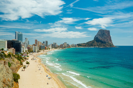 Calpe (Calp), Spain. Arenal-Bol Beach view and Ifac rock	