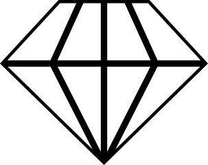Black line diamond jewelry gem outline icon vector design