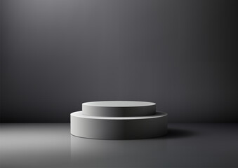 Simple product display white podium on gray background
