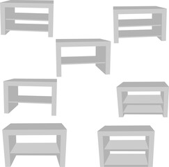 white shelf collection isolate on a white background