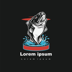 vector big bass fish vector cartoon for t-shirt big bass fish t-shirt design