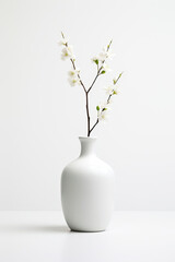 White Vase With Small White Flower