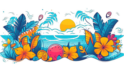 Obraz na płótnie Canvas Tropical summer doodle png