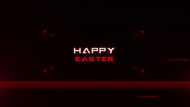 A dark and enchanting Easter greeting is depicted in this image, with illuminated white letters spelling Happy Easter against a red and black backdrop