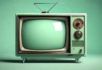  a mint green color vintage retro tube style television tv