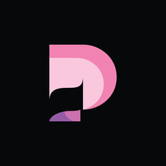 Abstract, Modern, Elegant, Geometric Pink Colored Letter P Monogram Digital Business Logo Design Vector