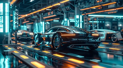car manufacturing by the in the style of technological design