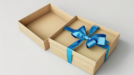 open gift box with bows isolated on white. 3D rendering.generative ai