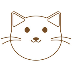 猫の顔の茶色線画