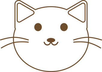 猫の顔の茶色線画