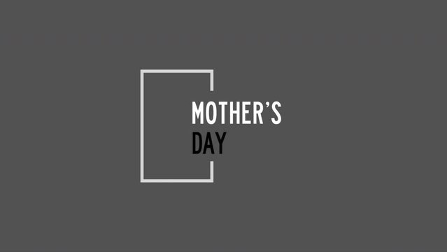 A black and white square with Mothers Day in simple font in the center. Easily readable design on a dark background. Celebrating mothers