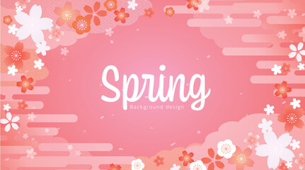 桜モチーフの春の背景素材 - obrazy, fototapety, plakaty