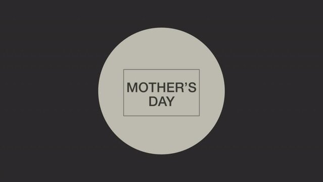 A circular button with the text Mothers Day in white on a black background. Simple yet elegant image for celebrating and honoring moms
