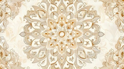 Fototapeta na wymiar Seamless light background with beige pattern in baroque style. Vector retro illustration. Ideal for printing on fabric or paper for wallpapers, textile, wrapping