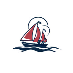 Sailing boat vector logo template. Yachting club icon.