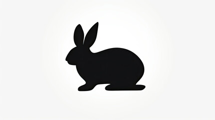Black Silhouette of a Rabbit on a White Background
