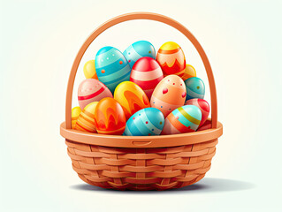 Fototapeta na wymiar A Basket Filled With Colorful Easter Eggs