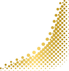 Golden halftone dots corner border, gold halftone effect wave