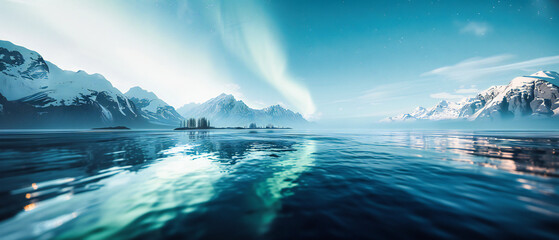 Scandinavian Nature Landscape, Majestic Mountains and Fjords, Norways Serene Beauty and Arctic Sunshine