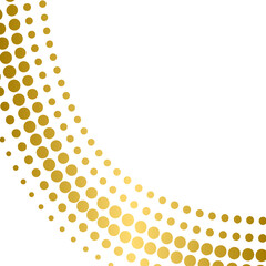 Golden halftone dots corner border, gold halftone effect wave