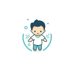 Cute Baby Boy Swimming Icon Logo Design Element Vector Illustration