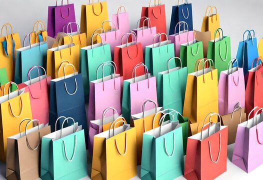 colorful paper shopping bags and gift bags