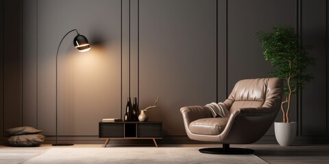 Modern luxury living room with comfortable sofa, elegant armchair 