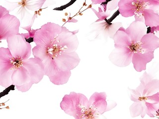 Fototapeta na wymiar Pink Plum Peach Blossom Cherry Blossom Background Wallpaper Illustration Petals Creative